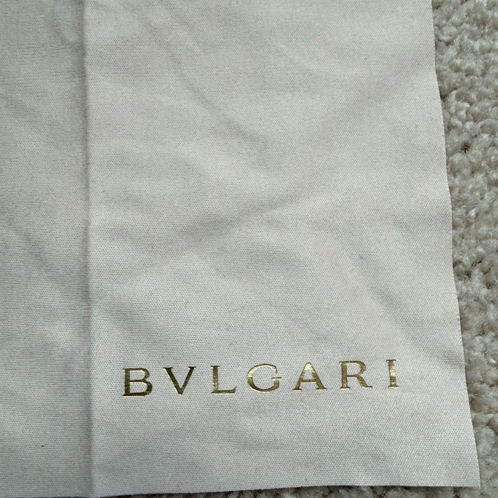 Bulgari Cream Fabric with Gold Lettering